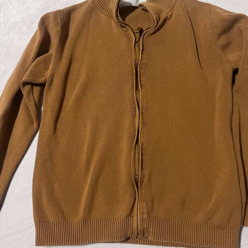H&M boys Tan Zip-Up Sweater and pants Navy blue